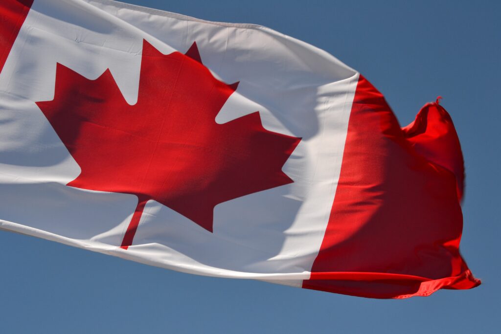Canadian flag. US-Canada dual citizenship
