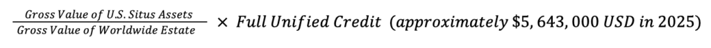 Prorated Unified Credit for Canadians formula