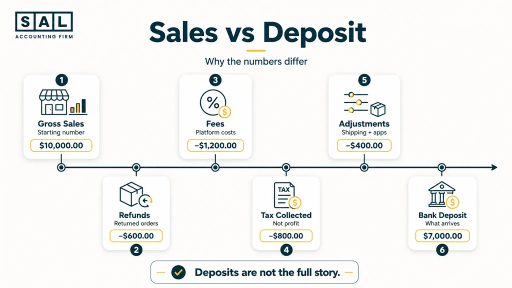 Why e-commerce sales reports do not always match bank deposits