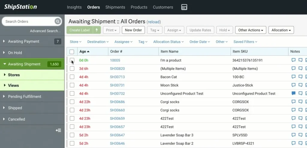 ShipStation screenshot for automating shipping