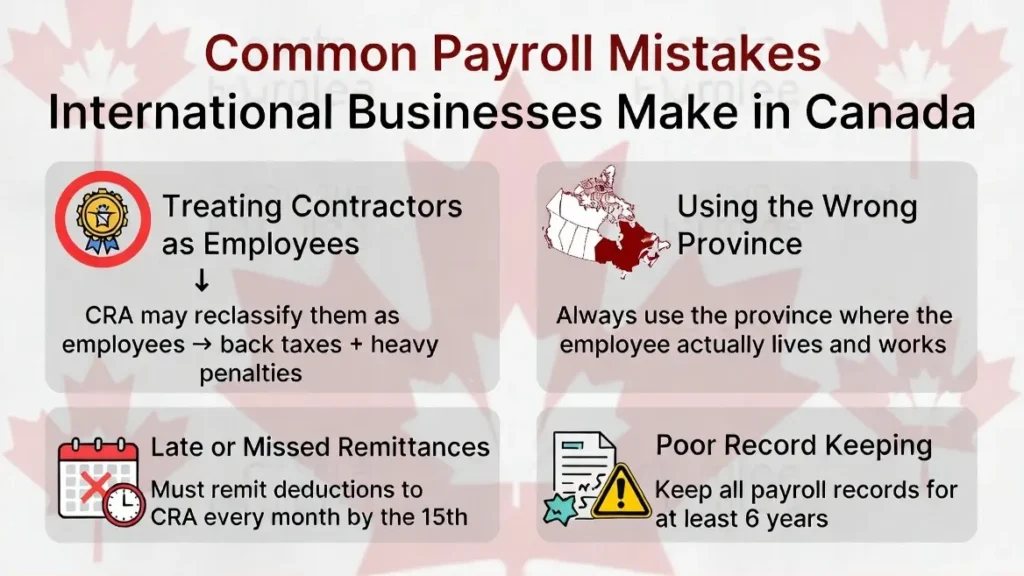 Common Payroll Mistakes for International Businesses make in Canada