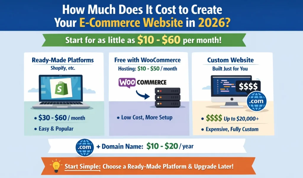 How much does it cost to create your e-commerce store website in 2026?