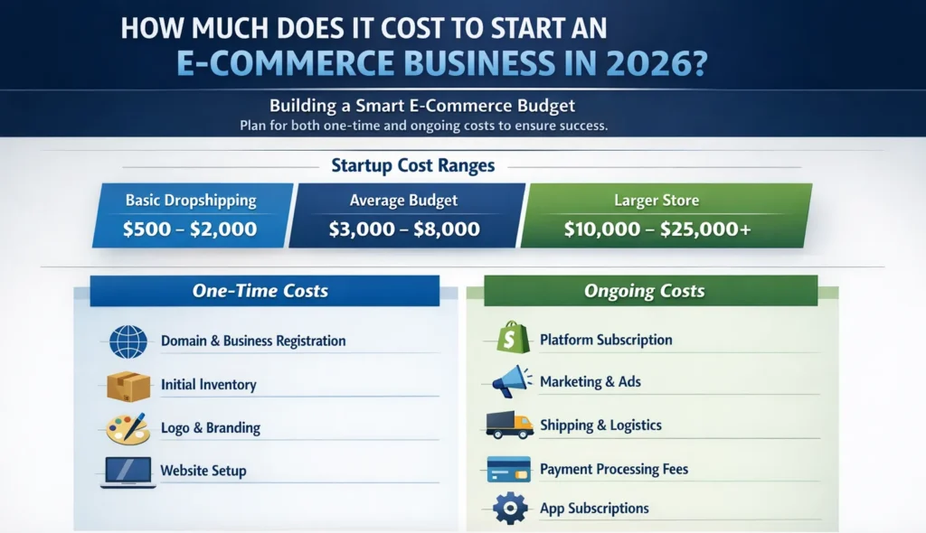 How much does it cost to start an e-commerce business in 2026?