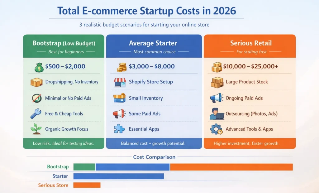 Total E-commerce Startup Costs in 2026