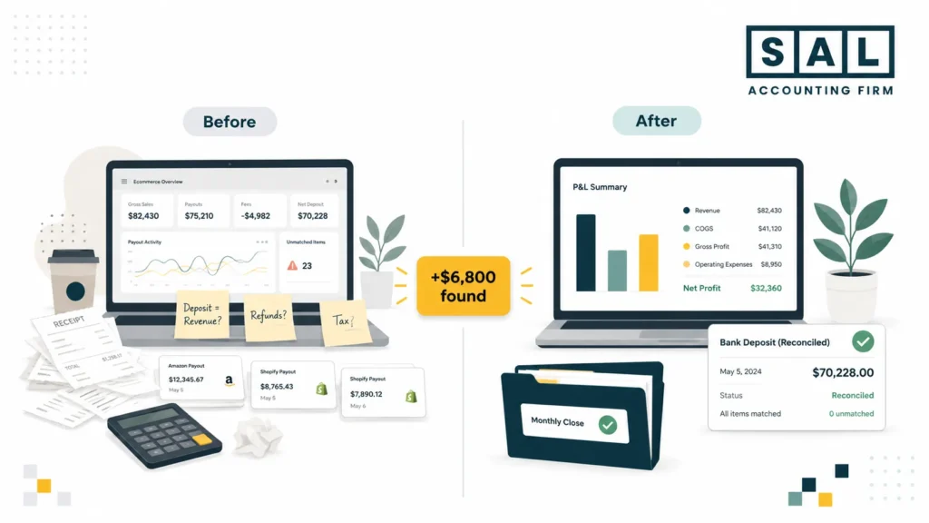 Before and After of the eCommerce reconciliation