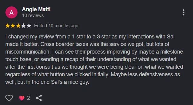 One review of SAL Accounting's client