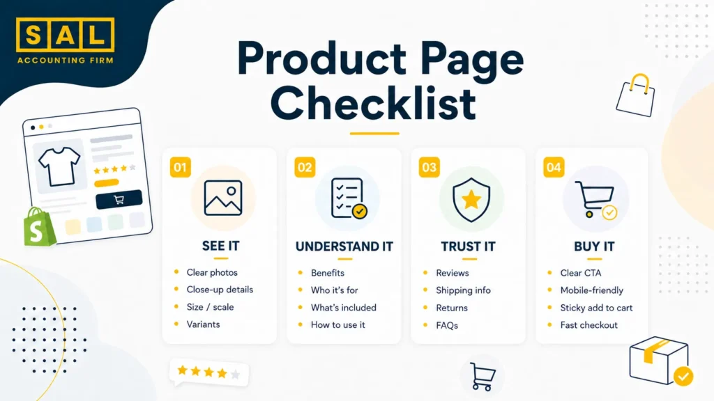 Product Page Checklist for a successful Shopify store