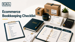 Ecommerce bookkeeping checklist covering sales, payouts, fees, refunds, inventory, tax, and monthly reports