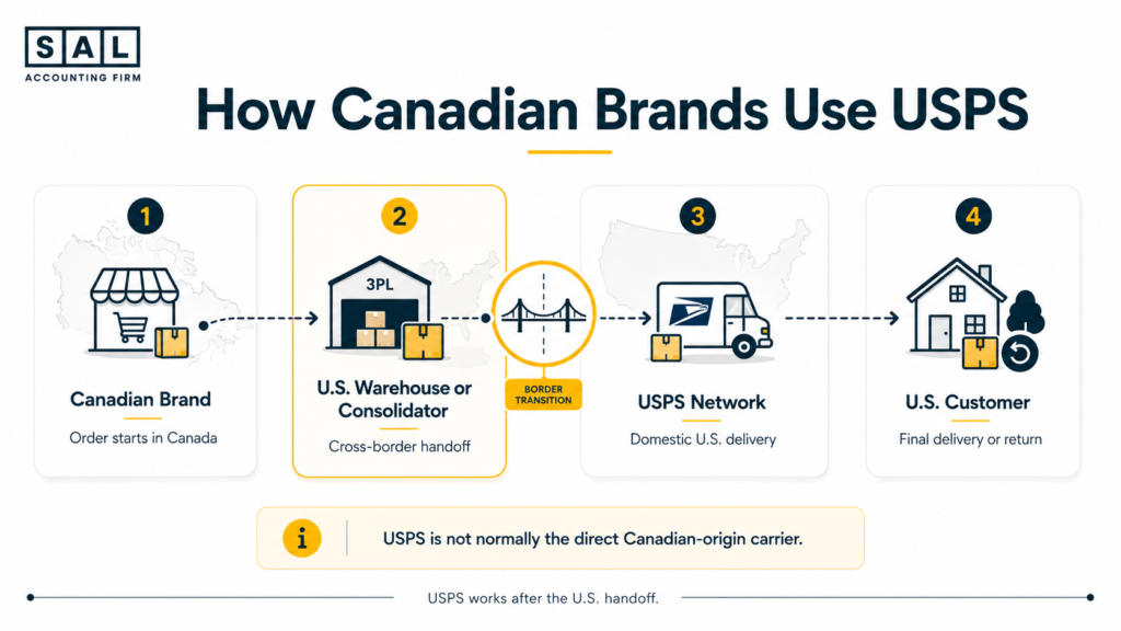 How Canadian ecommerce brands use a US warehouse or consolidator to access USPS delivery