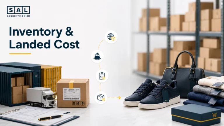 Inventory and landed cost accounting for ecommerce sellers, showing inbound products moving into warehouse inventory