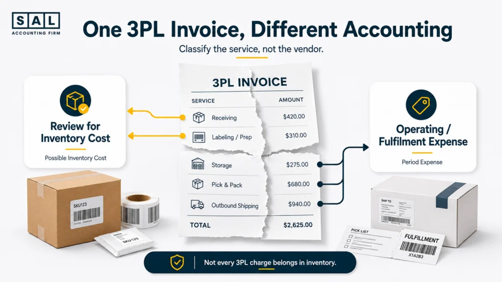 3PL ecommerce invoice split between inventory costs and fulfilment operating expenses