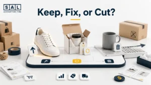 Ecommerce product profitability test showing products being evaluated to keep, fix, or cut