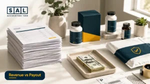 Revenue vs payout reconciliation for an online supplement store