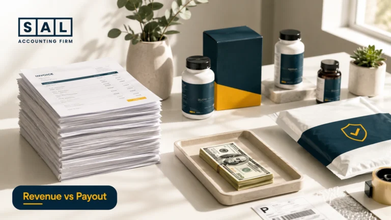Revenue vs payout reconciliation for an online supplement store