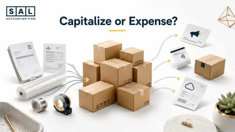Ecommerce inventory capitalization showing product costs separated from operating expenses