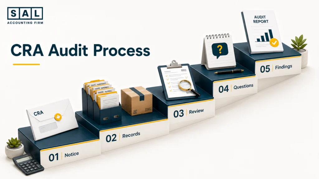 CRA audit process for ecommerce sellers from notice and records request through review, questions, and findings